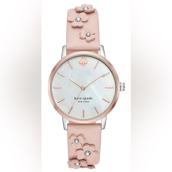 kate spade Accessories - Kate Spade New York KSW1513 Metro White Dial Pink Leather Strap Women's …